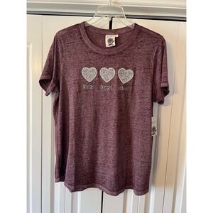 Joei & I Womens 1X Purple Thankful Grateful Blessed Rhinestone Heart T-Shirt NWT